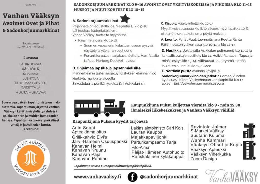 Ohjelmatietoja_Avoimet talot ja pihat & Sadonkorjuumarkkinat